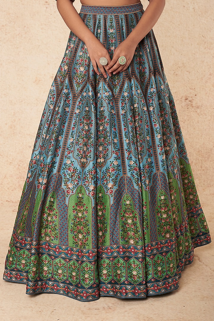 Multi-Colored Printed Bridal Lehenga Set by Falguni Shane Peacock India at Pernia's Pop Up Shop