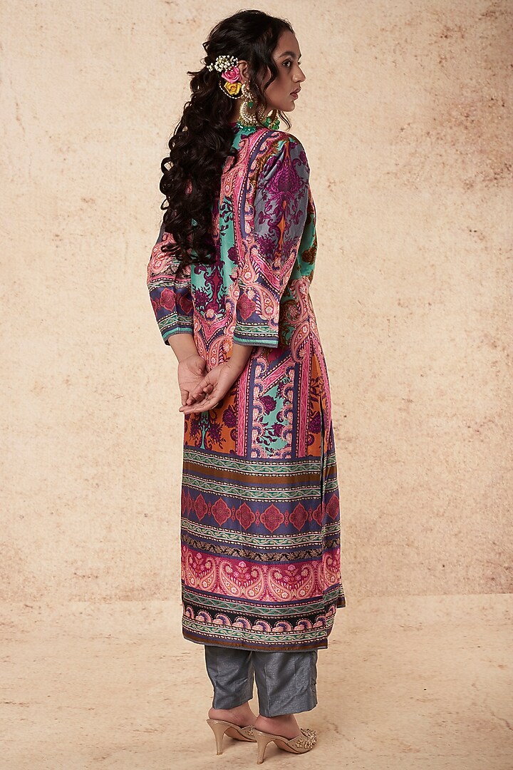 Multi-Colored Floral Printed Kurta Set by Falguni Shane Peacock India at Pernia's Pop Up Shop