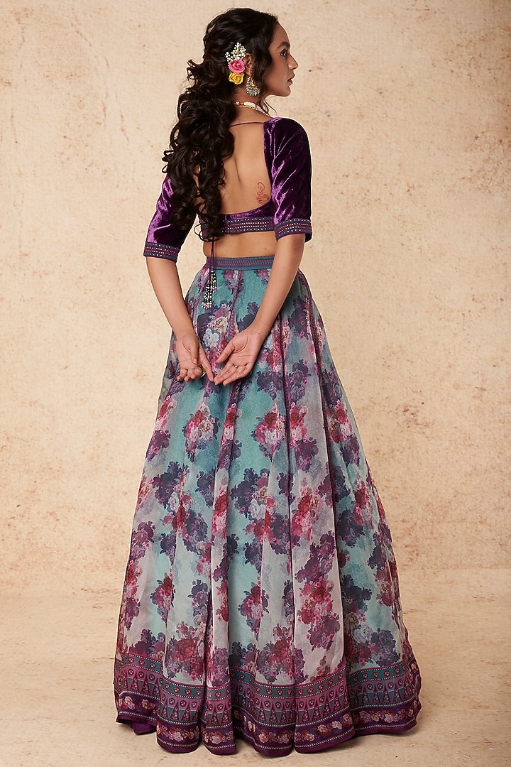 Multi-Colored Printed Wedding Lehenga Set by Falguni Shane Peacock India at Pernia's Pop Up Shop