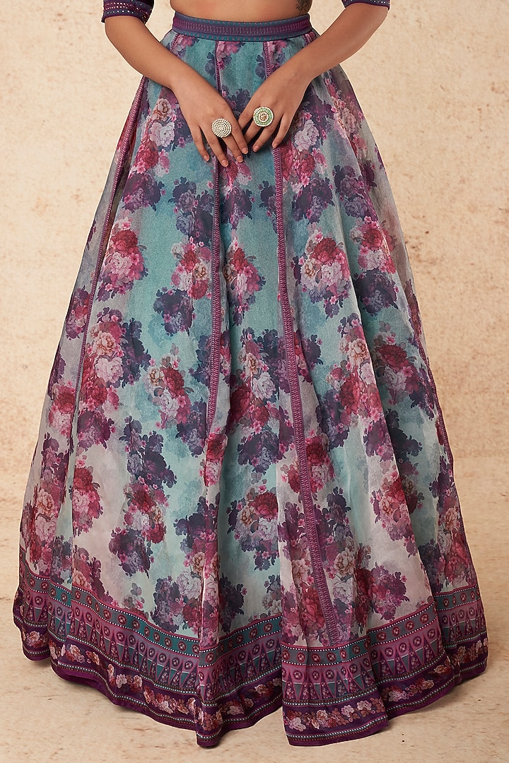 Multi-Colored Printed Wedding Lehenga Set by Falguni Shane Peacock India at Pernia's Pop Up Shop