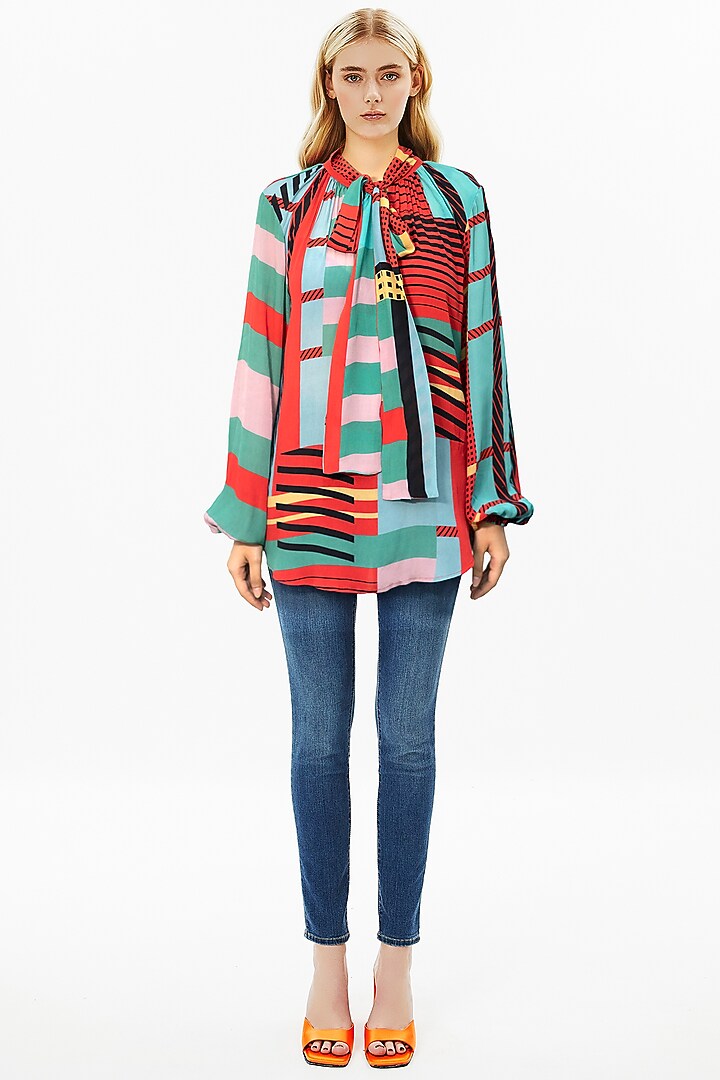 Multi-Colored Crepe Top by Falguni Shane Peacock at Pernia's Pop Up Shop