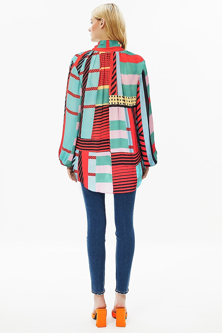 Multi-Colored Crepe Top by Falguni Shane Peacock at Pernia's Pop Up Shop