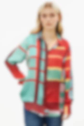 Multi-Colored Modal Satin Shirt by Falguni Shane Peacock at Pernia's Pop Up Shop