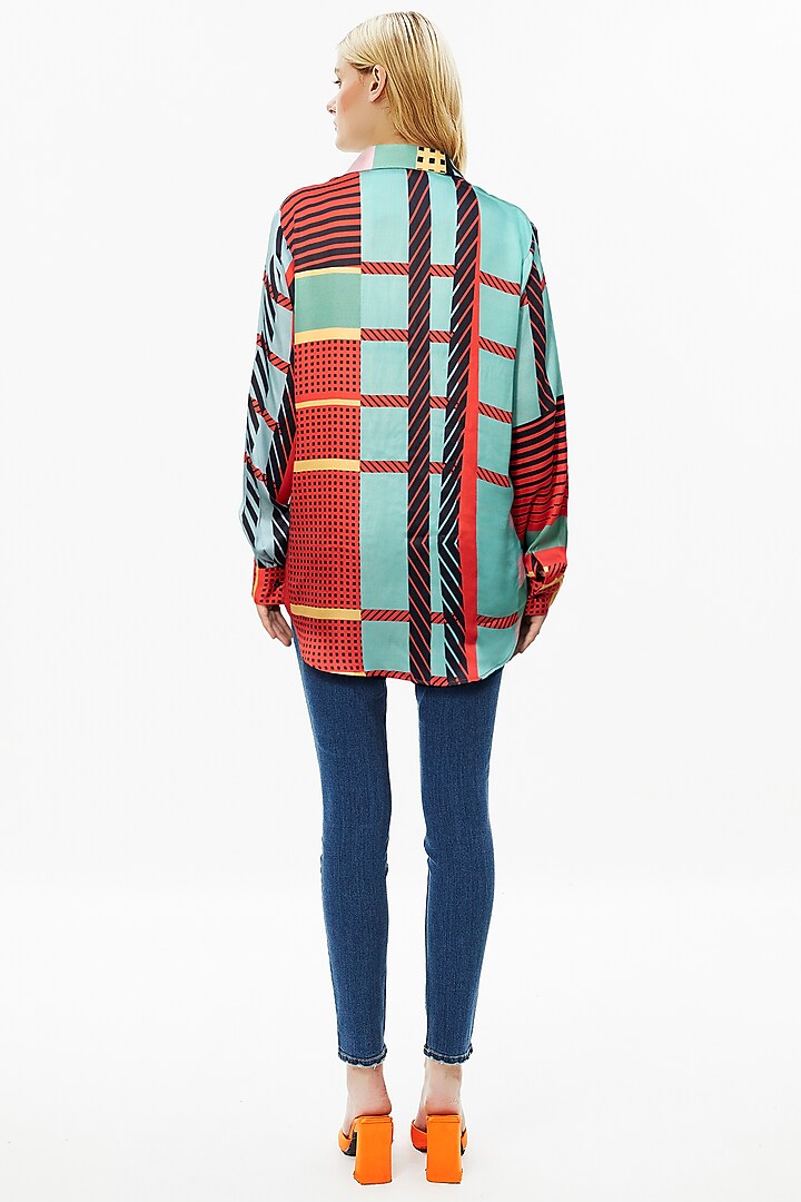 Multi-Colored Modal Satin Shirt by Falguni Shane Peacock at Pernia's Pop Up Shop