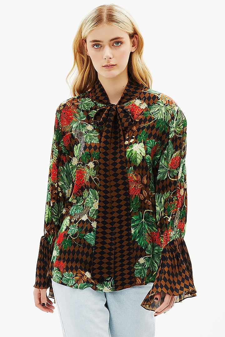 Multi-Coloured Modal Satin Blouse by Falguni Shane Peacock at Pernia's Pop Up Shop