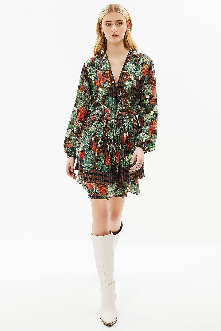 Multi-Coloured Crepe Mini Vacation Dress by Falguni Shane Peacock at Pernia's Pop Up Shop