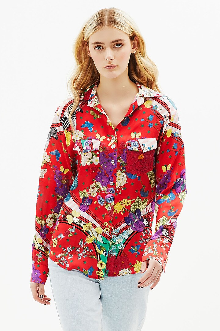 Multi-Colored Floral Shirt by Falguni Shane Peacock at Pernia's Pop Up Shop