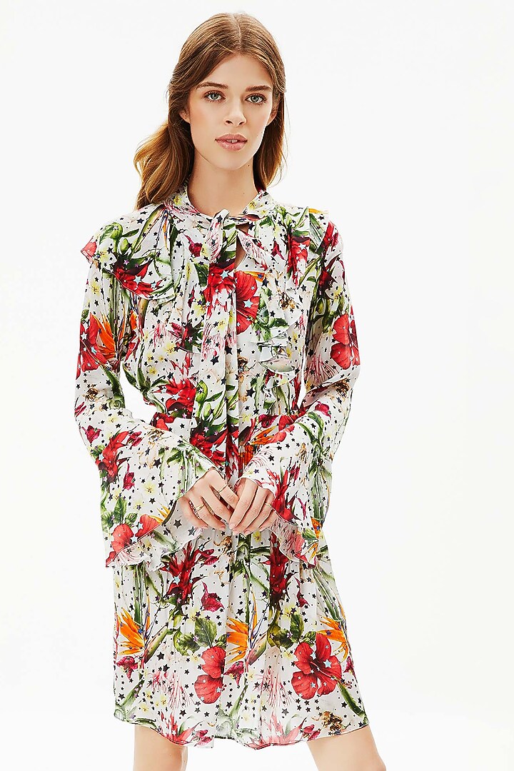 Multi-Colored Floral Short Vacation Dress by Falguni Shane Peacock at Pernia's Pop Up Shop