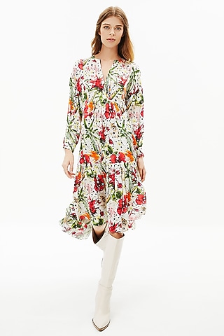 Multi-Colored Modal Satin Dress by Falguni Shane Peacock