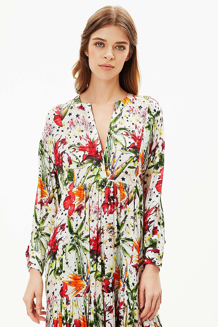 Multi-Colored Modal Satin Vacation Dress by Falguni Shane Peacock at Pernia's Pop Up Shop
