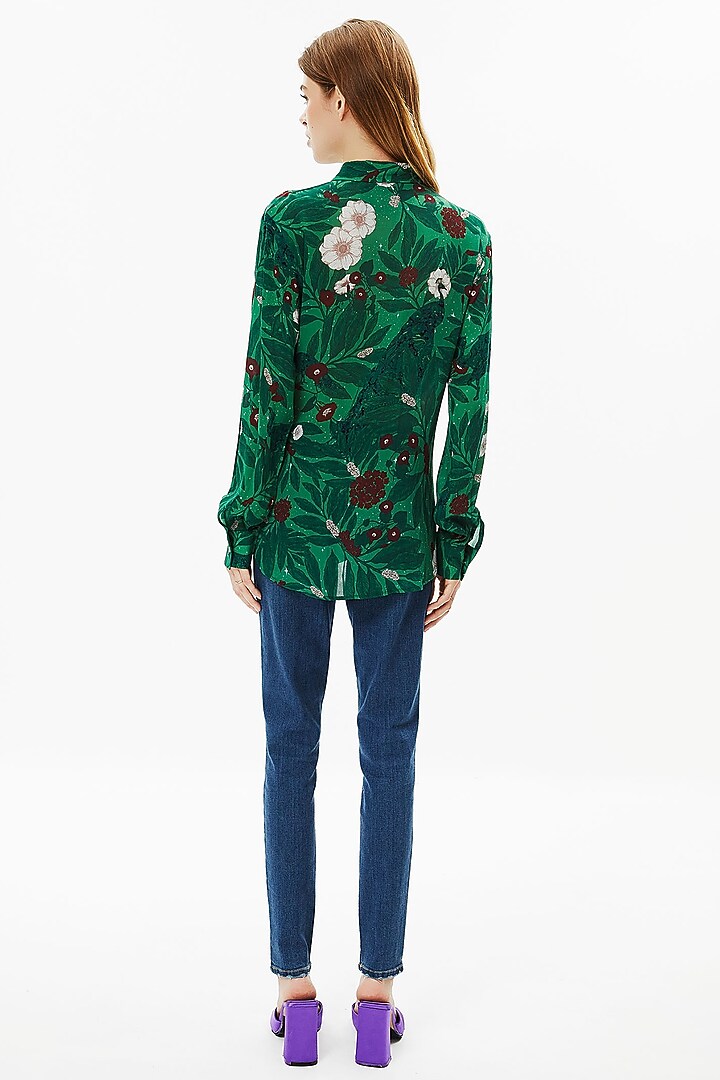 Green Crepe Shirt by Falguni Shane Peacock at Pernia's Pop Up Shop