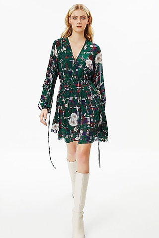 Green Floral Mini Dress by Falguni Shane Peacock