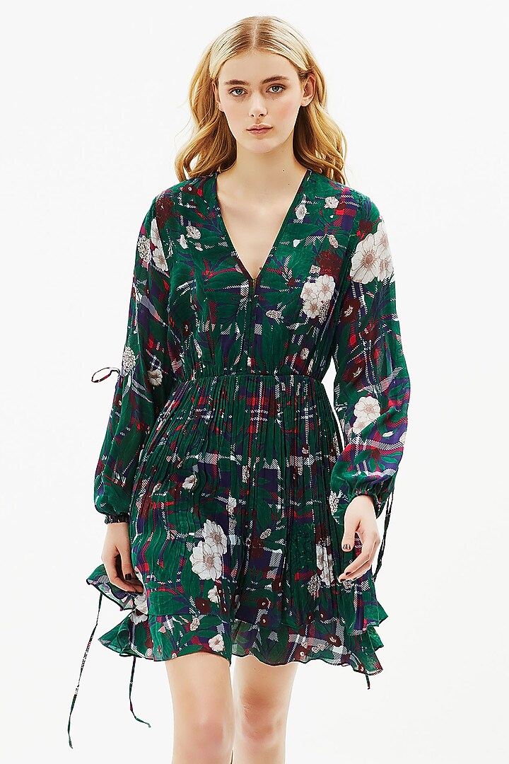Green Floral Mini Vacation Dress by Falguni Shane Peacock at Pernia's Pop Up Shop