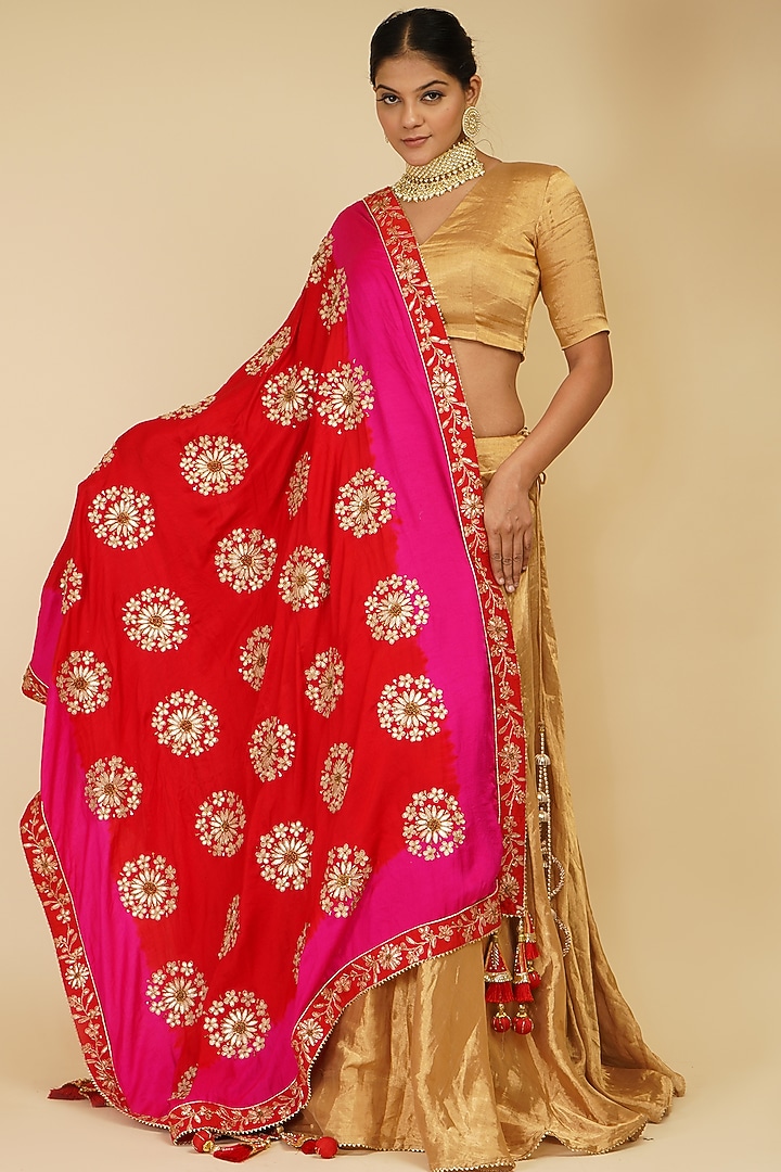 Gold Handloom Chanderi Tissue Wedding Lehenga Set by Farha Syed at Pernia's Pop Up Shop