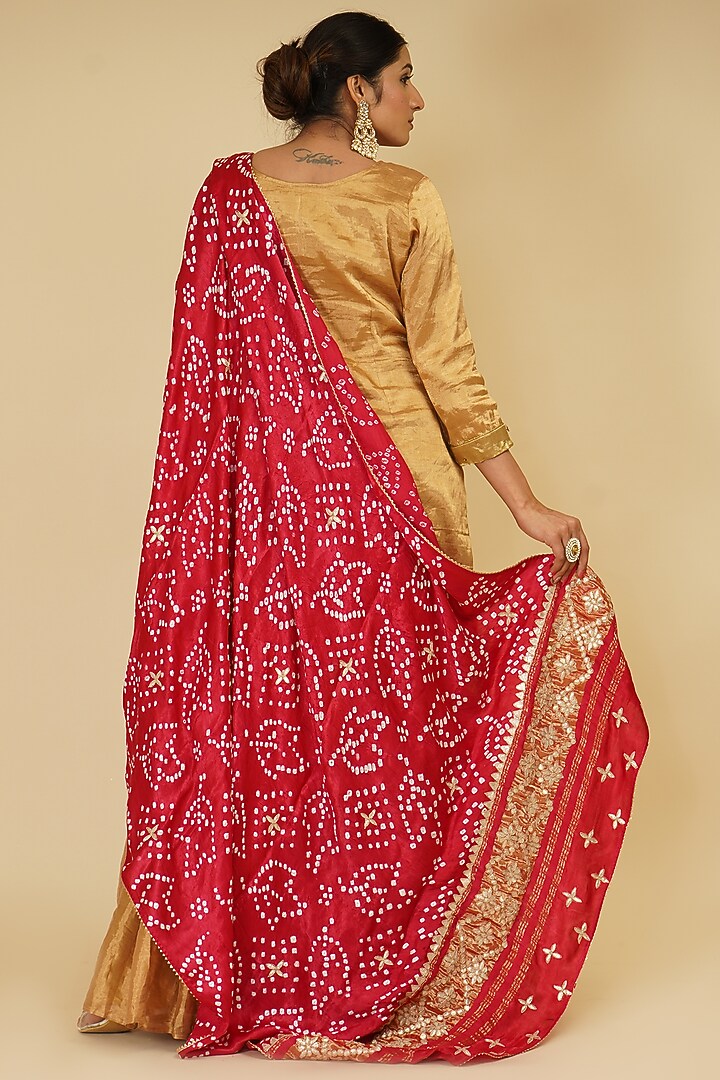 Gold Handloom Chanderi Tissue Wedding Sharara Set by Farha Syed at Pernia's Pop Up Shop