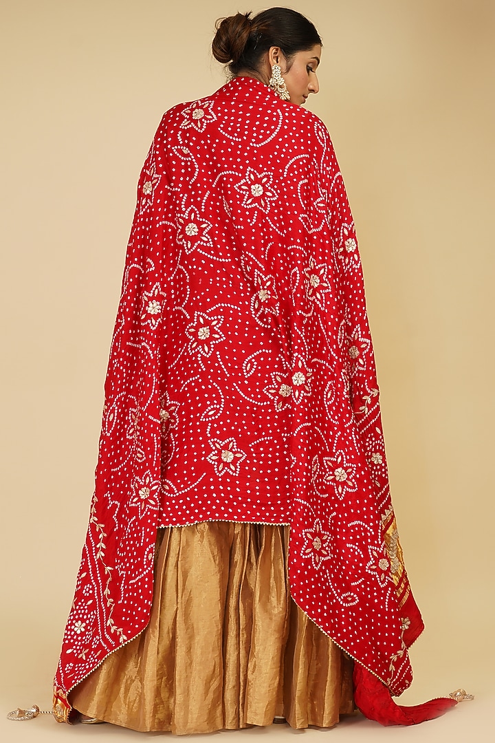 Gold Handloom Chanderi Tissue Wedding Sharara Set by Farha Syed at Pernia's Pop Up Shop