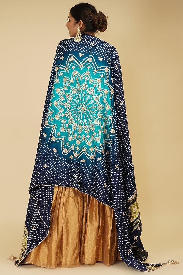 Gold Handloom Chanderi Tissue Wedding Sharara Set by Farha Syed at Pernia's Pop Up Shop