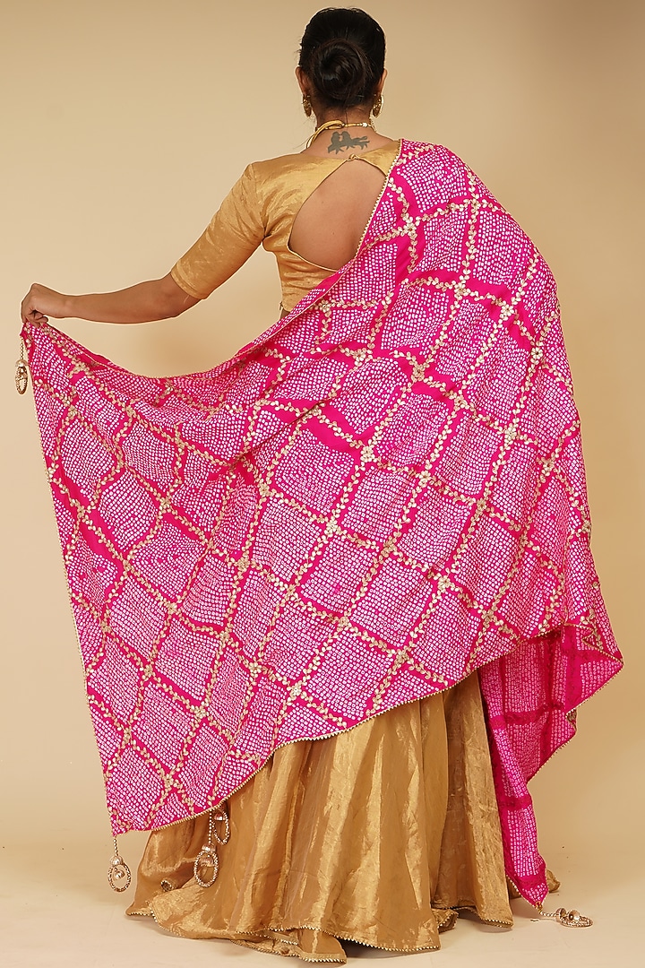 Gold Handloom Chanderi Tissue Wedding Lehenga Set by Farha Syed at Pernia's Pop Up Shop