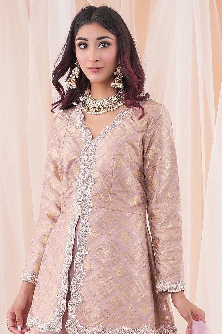 Lilac Purple Chinon Chiffon Wedding Sharara Set by Farha Syed at Pernia's Pop Up Shop