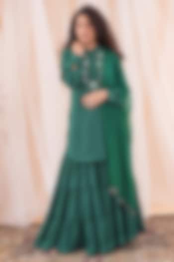 Castleton Green Double Georgette Sharara Set by Farha Syed