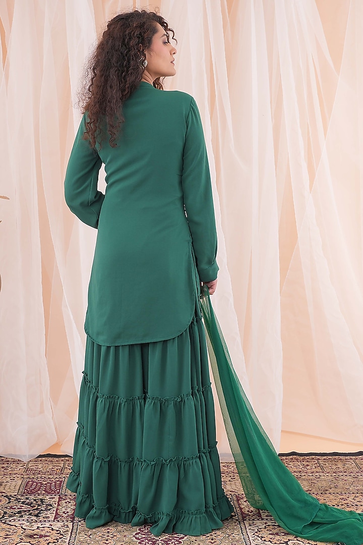 Castleton Green Double Georgette Party Wear Sharara Set by Farha Syed at Pernia's Pop Up Shop
