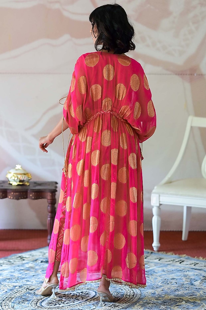 Pink Banarasi Georgette Cutdana Handwork Kurta Set by Farha Syed at Pernia's Pop Up Shop