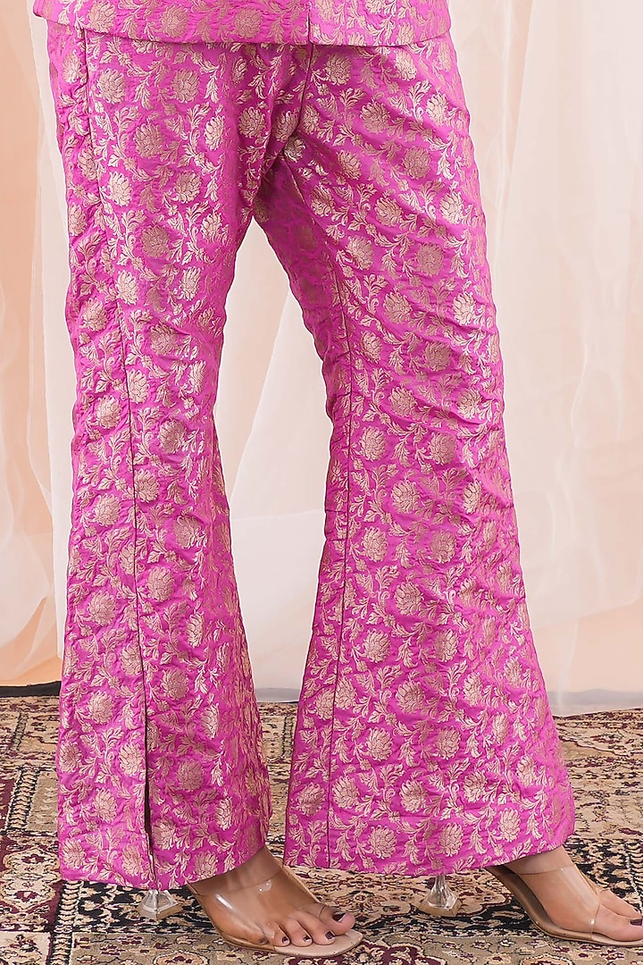 Magenta Pink Banarasi Brocade Blazer Set by Farha Syed at Pernia's Pop Up Shop