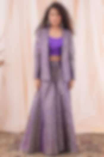 Purple Banarasi Brocade Co-Ord Set by Farha Syed at Pernia's Pop Up Shop