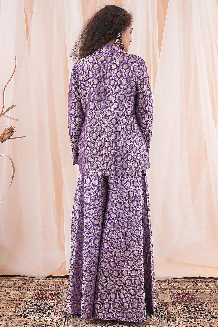 Purple Banarasi Brocade Co-Ord Set by Farha Syed at Pernia's Pop Up Shop