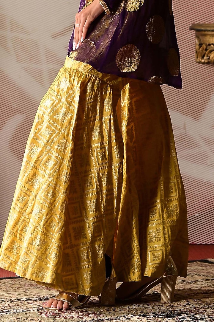 Yellow Banarasi Brocade Party Wear Sharara Set by Farha Syed at Pernia's Pop Up Shop