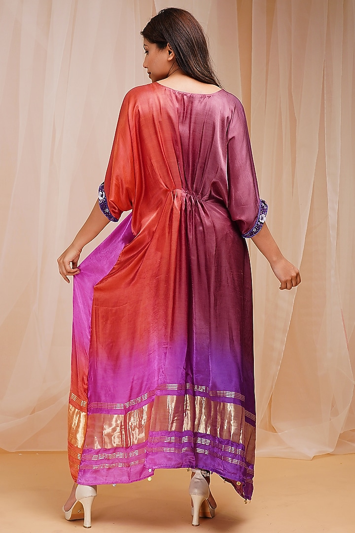 Violet & Pink Embroidered Kaftan by Farha Syed at Pernia's Pop Up Shop