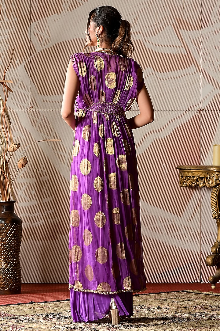 Purple Georgette Party Wear Sharara Set by Farha Syed at Pernia's Pop Up Shop