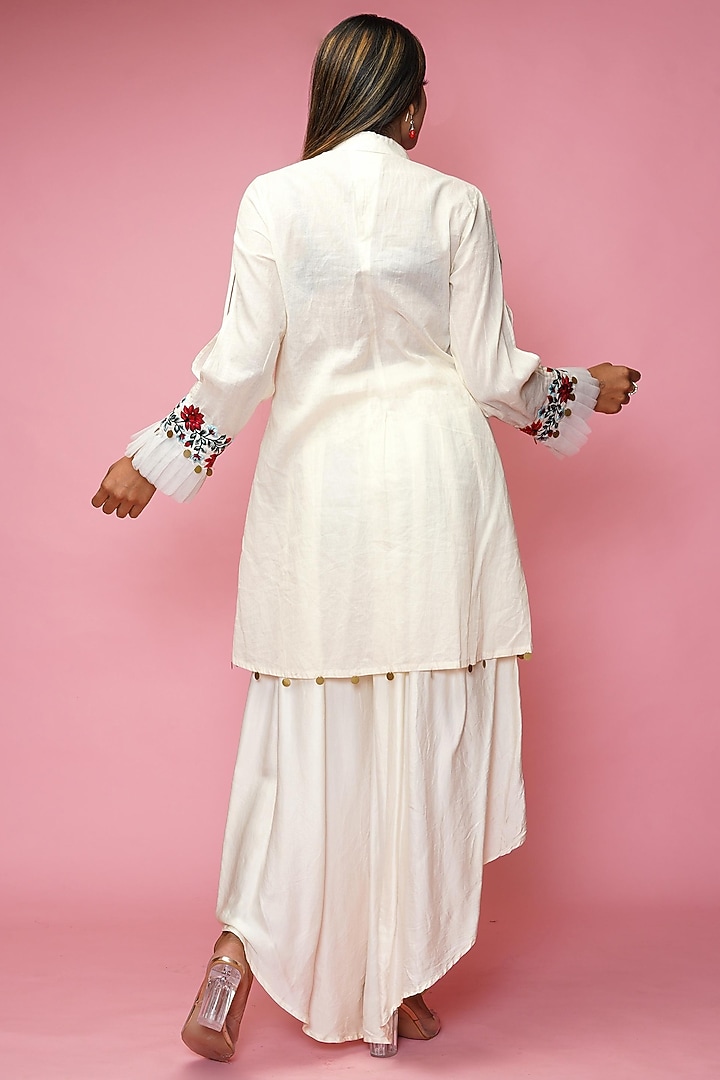 Cream Modal Satin Dhoti Set by Farha Syed at Pernia's Pop Up Shop