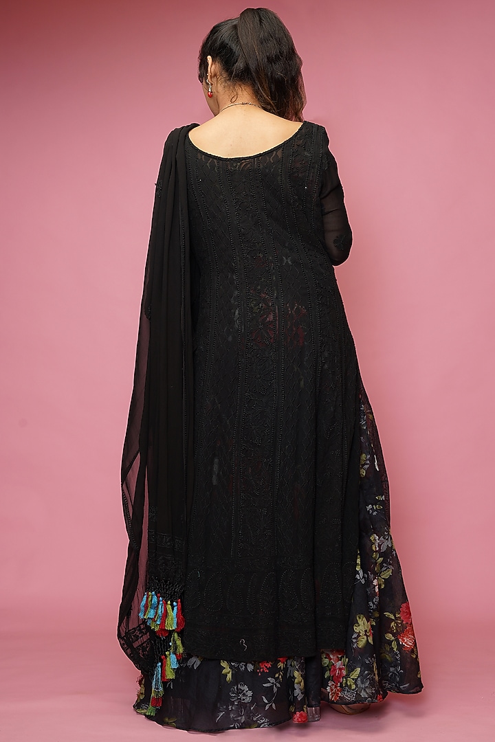 Black Chikankari Wedding Anarkali Set by Farha Syed at Pernia's Pop Up Shop