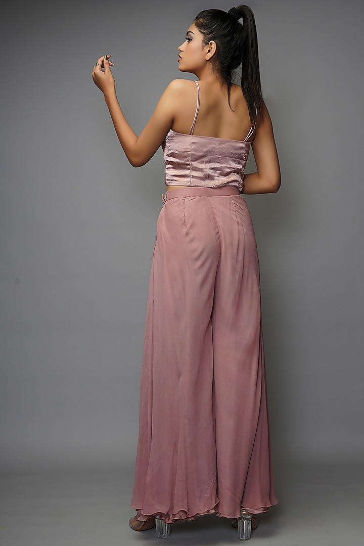 Peachy Mauve Layered Party Wear Sharara Set by Farha Syed at Pernia's Pop Up Shop