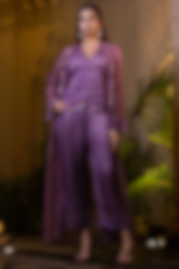 Lavender Organza Pant Set by Farha Syed at Pernia's Pop Up Shop