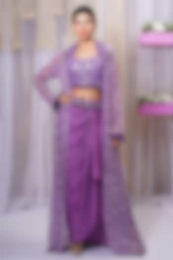 Violet Modal Satin Silk Skirt Set by Farha Syed