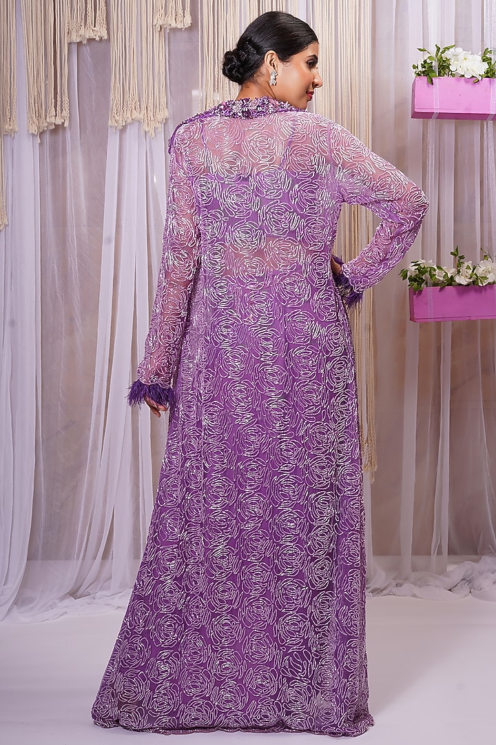 Violet Modal Satin Silk Skirt Set by Farha Syed at Pernia's Pop Up Shop