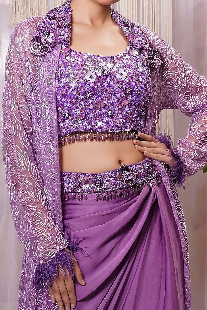 Violet Modal Satin Silk Skirt Set by Farha Syed at Pernia's Pop Up Shop