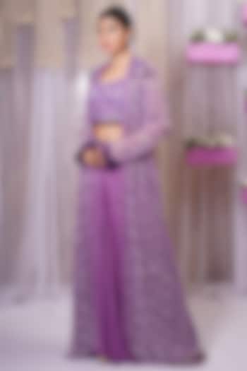 Violet Modal Satin Silk Sharara Set by Farha Syed