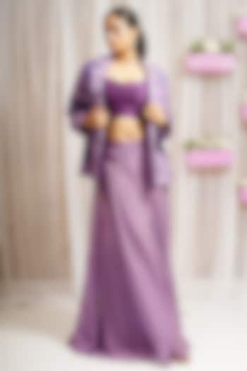 Royal Purple Silk Sharara Set by Farha Syed