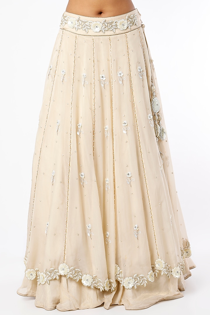 Champagne Ivory Hand Embroidered Wedding Lehenga Set by Farha Syed at Pernia's Pop Up Shop