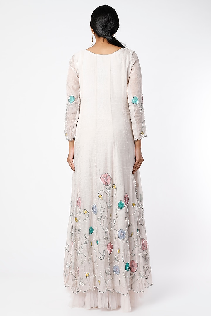 Cream Hand Embroidered Wedding Anarkali Set by Farha Syed at Pernia's Pop Up Shop