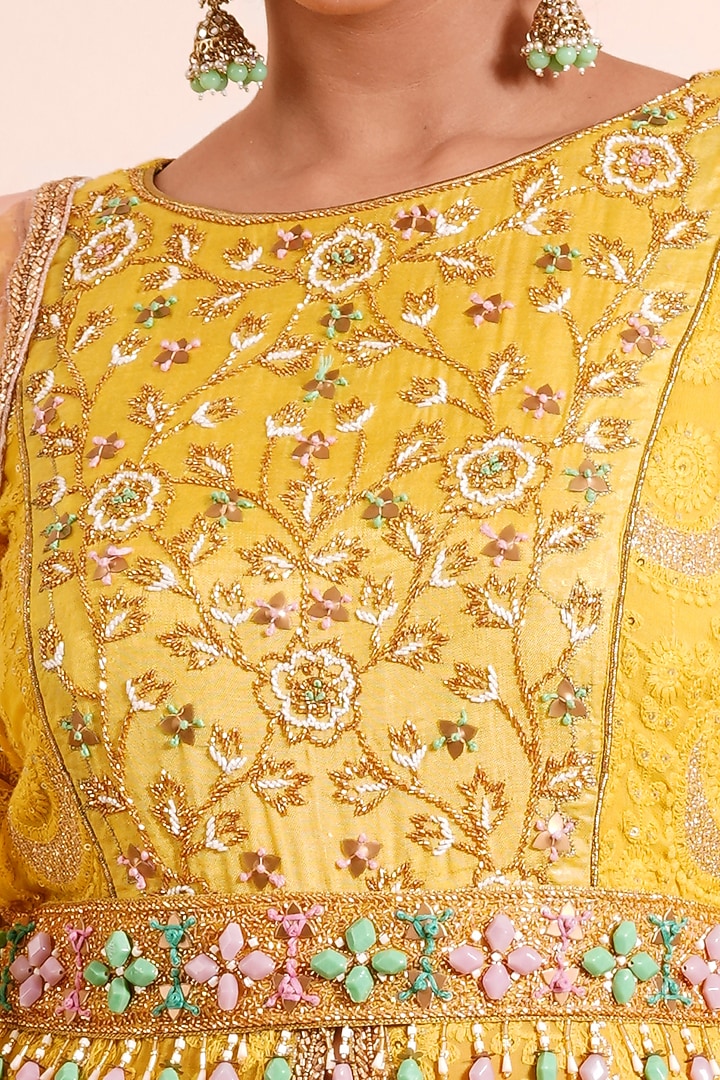 Mustard Yellow Embroidered Wedding Anarkali Set by Farha Syed at Pernia's Pop Up Shop