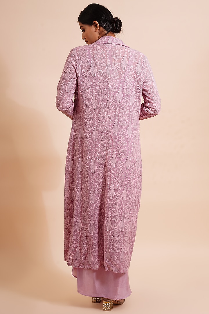 Crepe Pink Modal Satin Drape Skirt Set by Farha Syed at Pernia's Pop Up Shop