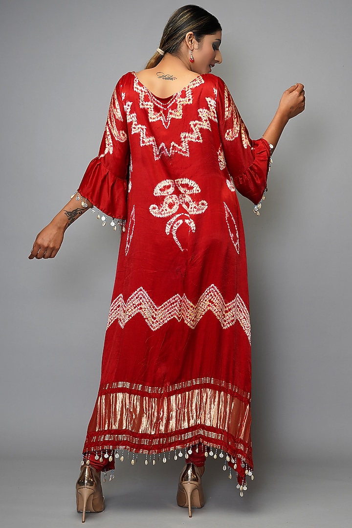 Crimson Red Embroidered Kurta by Farha Syed at Pernia's Pop Up Shop