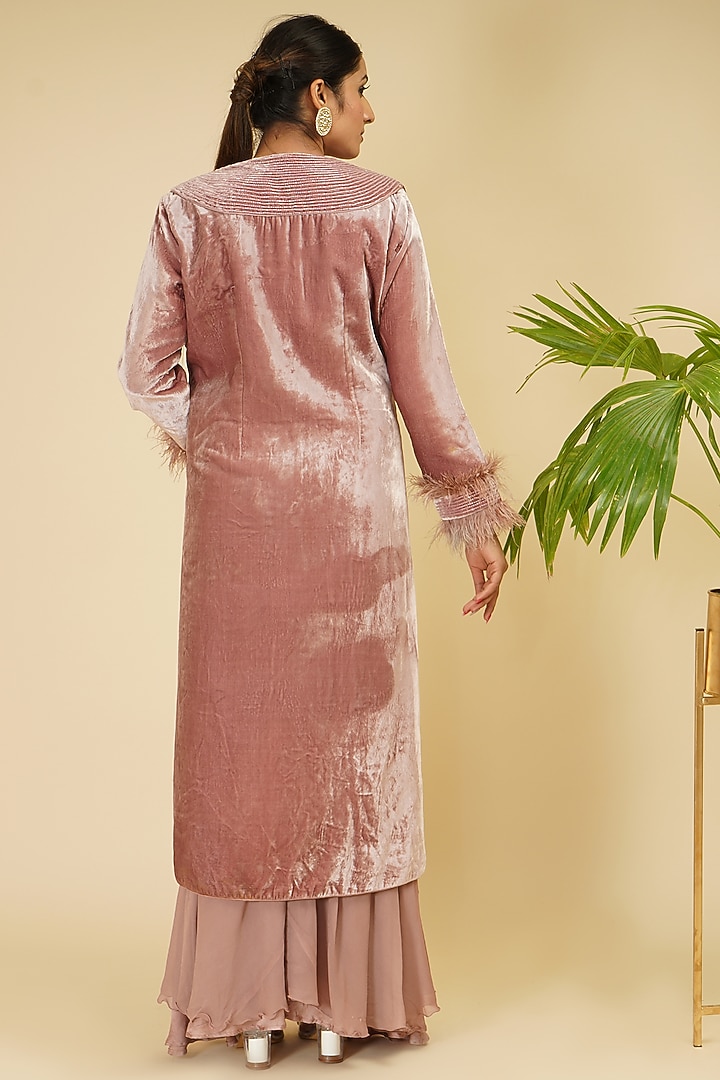 Mauve Pink Embroidered Jacket Set by Farha Syed at Pernia's Pop Up Shop