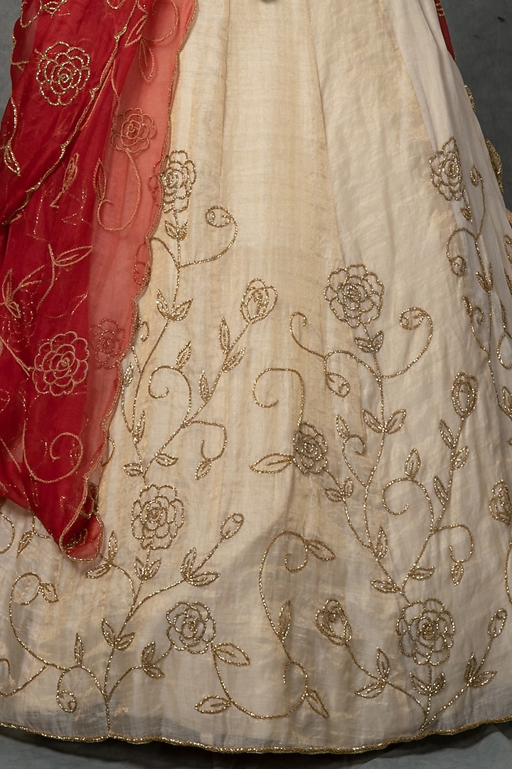 Ivory Gold Hand Embroidered Wedding Lehenga Set by Farha Syed at Pernia's Pop Up Shop