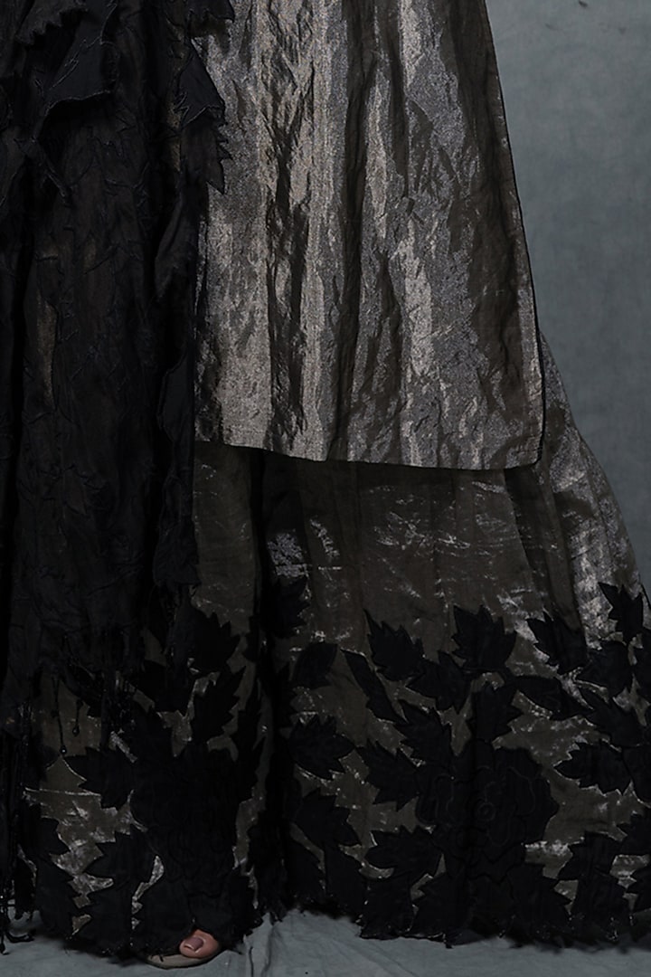 Silver Hand Embroidered Wedding Sharara Set by Farha Syed at Pernia's Pop Up Shop