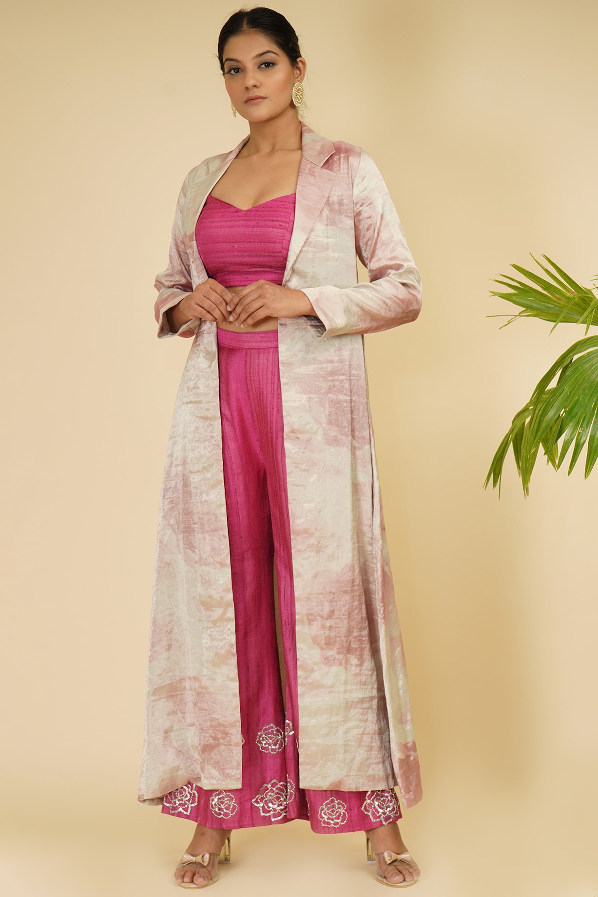 IVORY DIGITAL PRINTED CORD SET CREPE